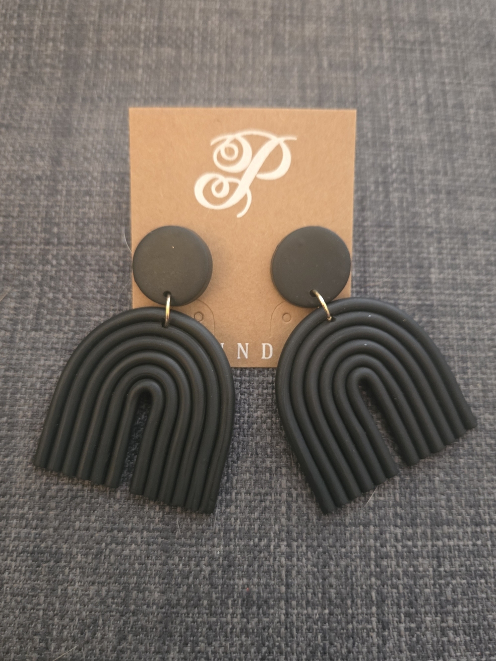 Plunder Matte Black Layered Arch Earrings